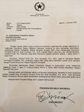 Beredar Surat Jokowi Rekomendasikan Budi Gunawan Jadi Kapolri   